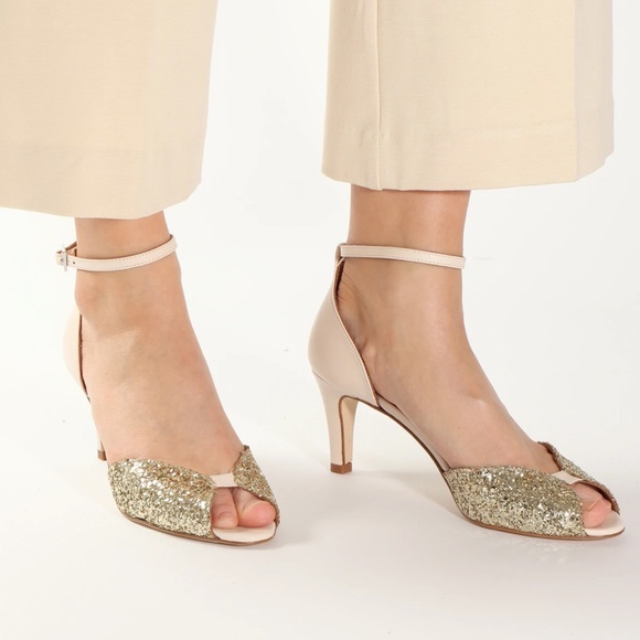 Emma Go Jolene Glitter Champagne and Cream Heels - Picture 1 of 10